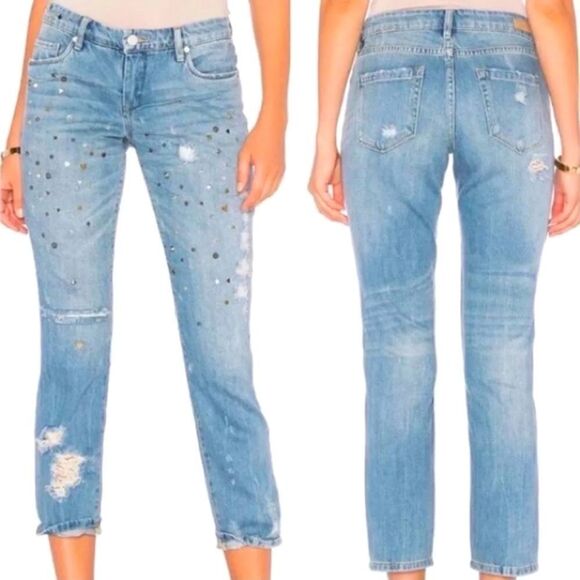 Blank NYC Denim - Blank NYC Crop Studded Girlfriend Jeans Size 24